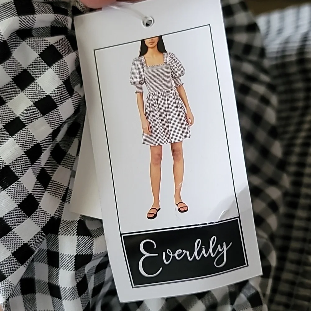 NWT Everlily Black/White Gingham Babydoll Dress - XL - Picture 3 of 7